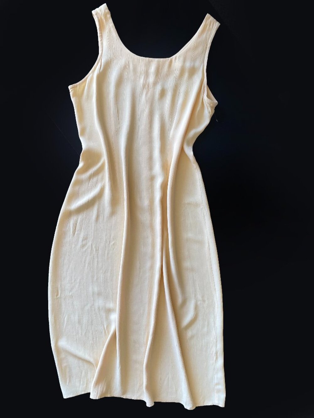 Vintage Erika K Sleeveless Maxi Dress Size 12 Textured Rayon Acetate USA Yellow